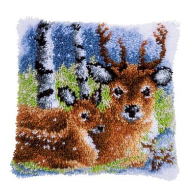 Latch Hook Cushion Kit- Deer In The Snow Latch Hook Cushion Kit- Deer In The Snow