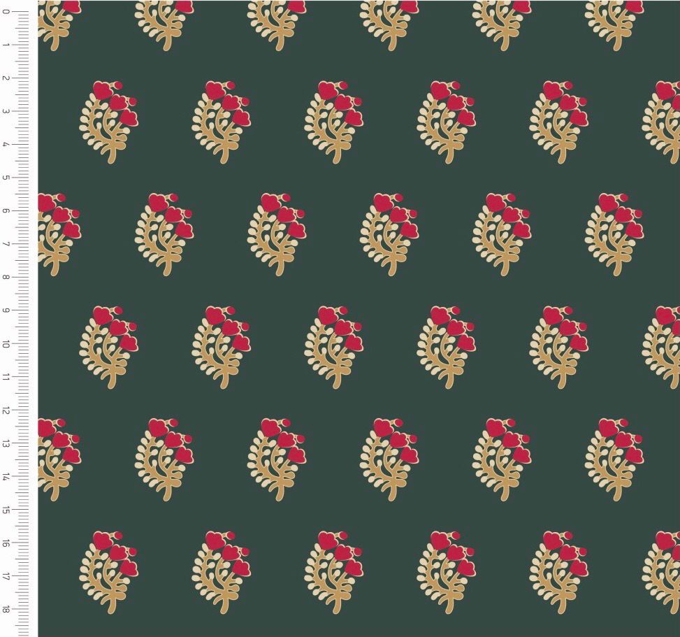 Indian Summer- Floral Sprig Olive Indian Summer- Floral Sprig Olive