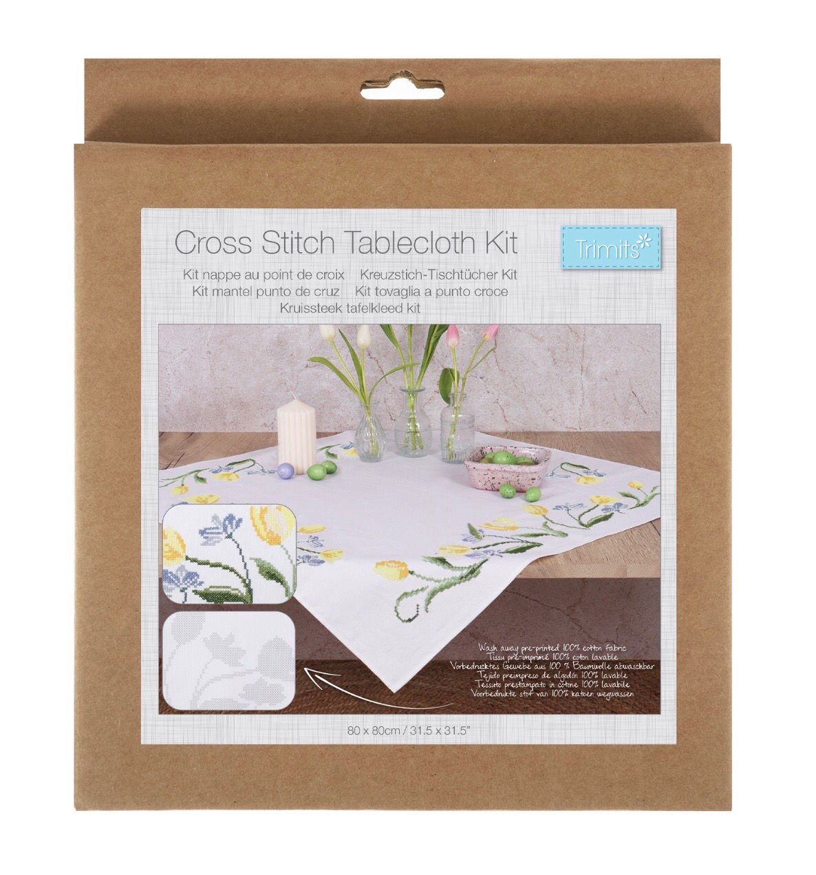 Printed Cross Stitch Kit- Tablecloth- Tulips Printed Cross Stitch Kit- Tablecloth- Tulips
