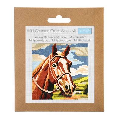 Counted Mini Cross Stitch Kit- Brown Horse Counted Mini Cross Stitch Kit- Brown Horse
