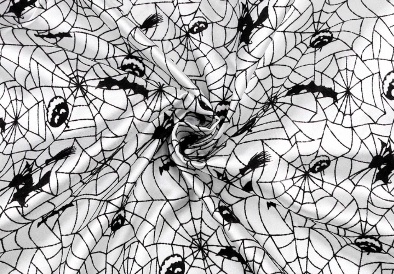 Satin Fabric With Halloween Motifs