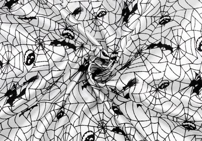 Satin Fabric With Halloween Motifs Satin Fabric With Halloween Motifs