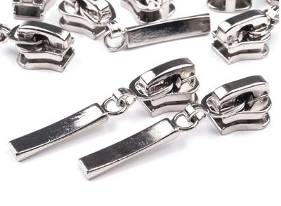 Sliders for Plastic 5mm Zip- Silver - Bar Puller Sliders for Plastic 5mm Zip- Silver - Bar Puller