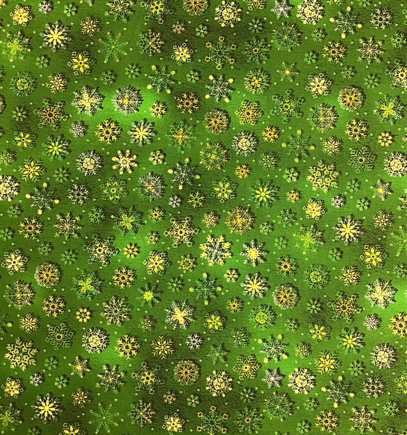 Snowflakes On Green Snowflakes On Green