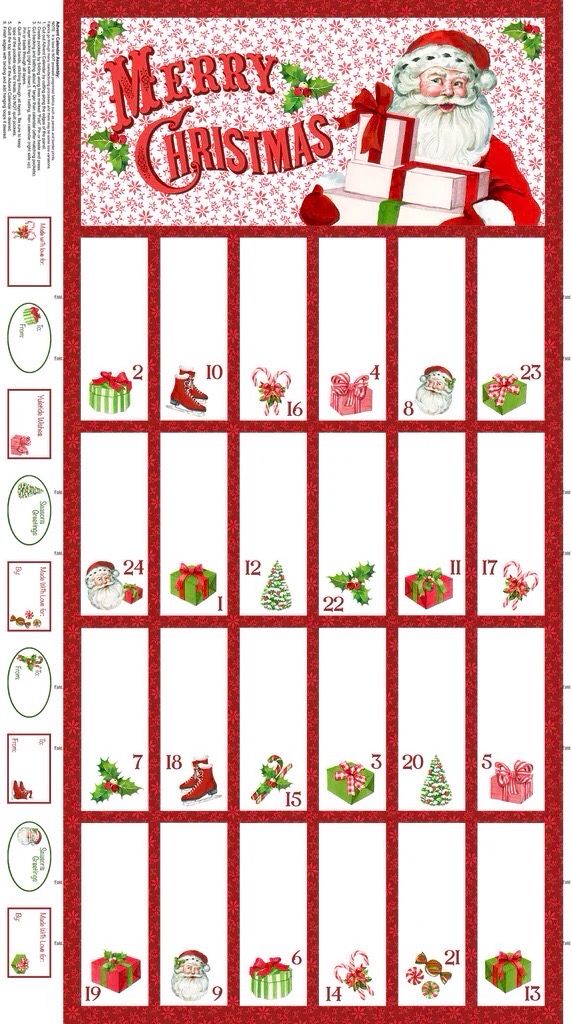 Vintage Christmas Advent Calendar Panel Vintage Christmas Advent Calendar Panel
