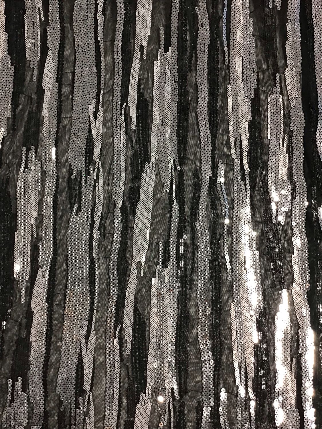 Sequins On Tulle- Black/ Silver Sequins On Tulle- Black/ Silver