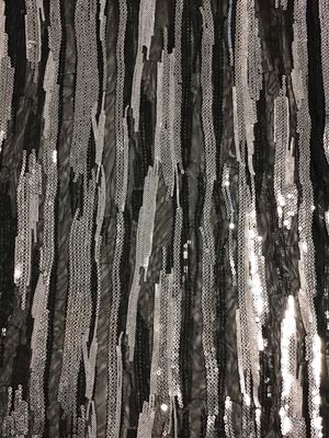 Sequins On Tulle- Black/ Silver