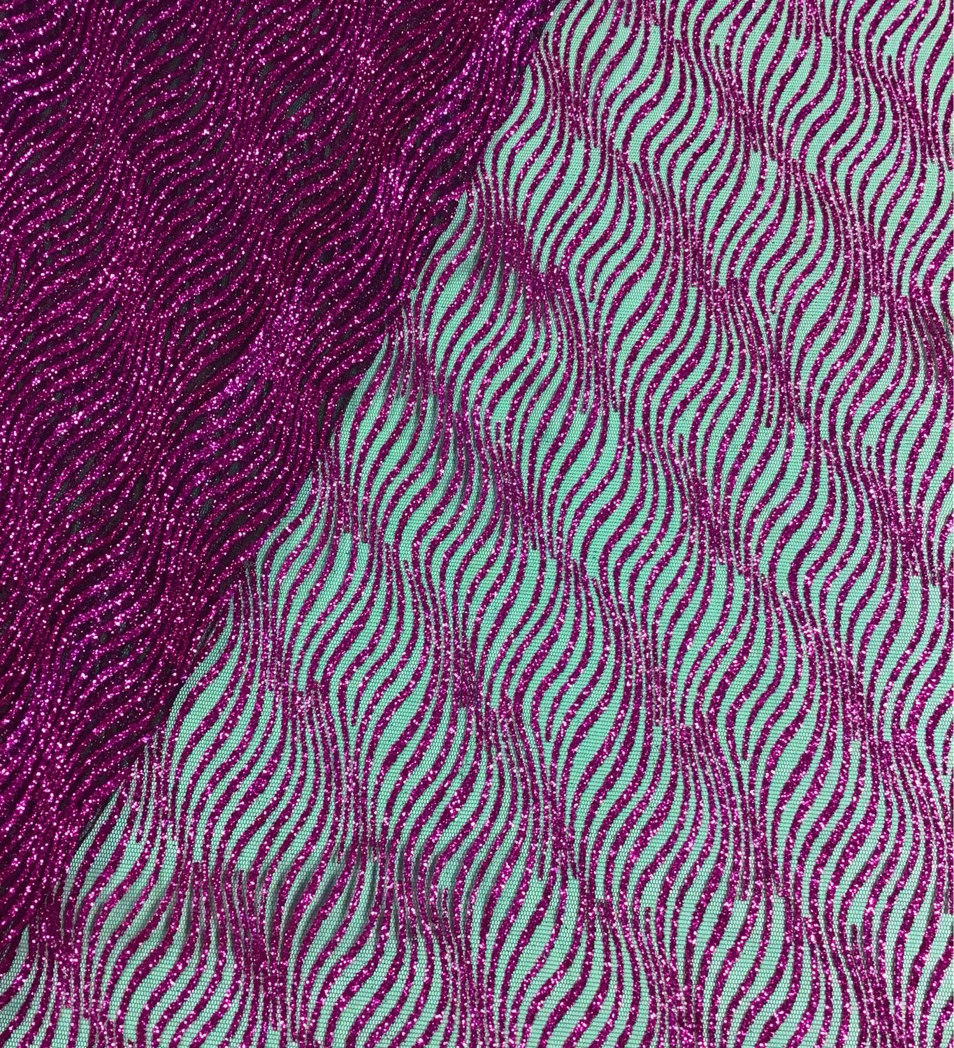 Cerise Glitter On Black Tulle