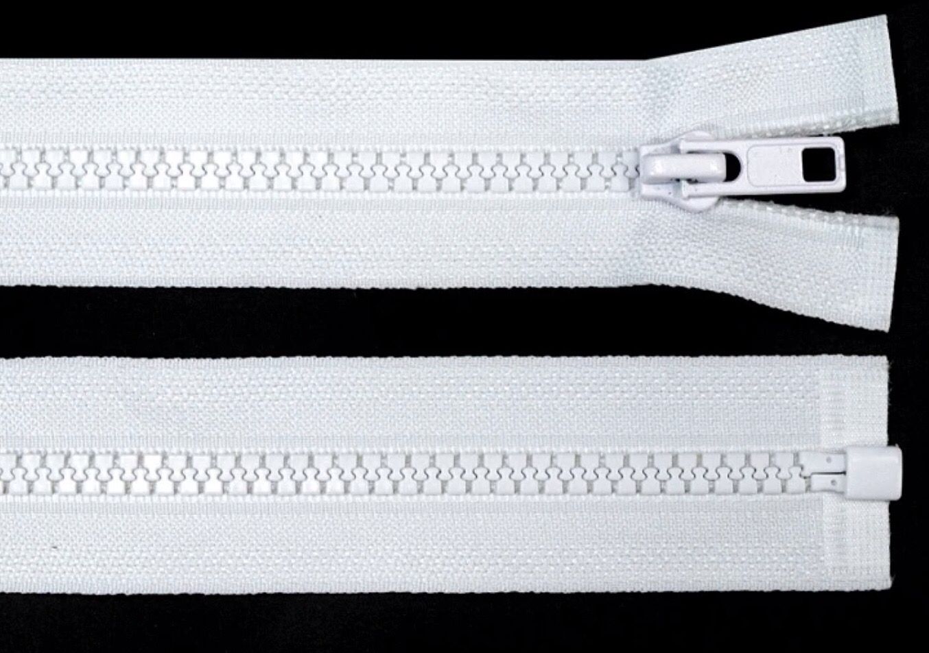 Plastic Open-end Zip 50cm - White