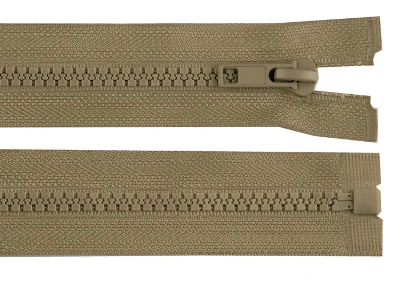 Plastic Open-end Zip 100cm- Green Khaki