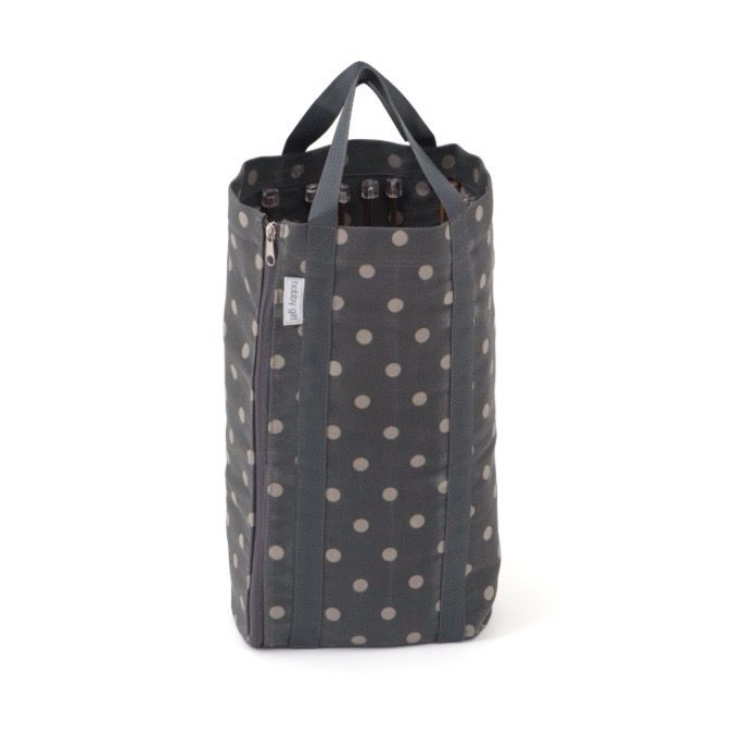 Knitting Bag with Pin Storage: Reversible: Charcoal Spot