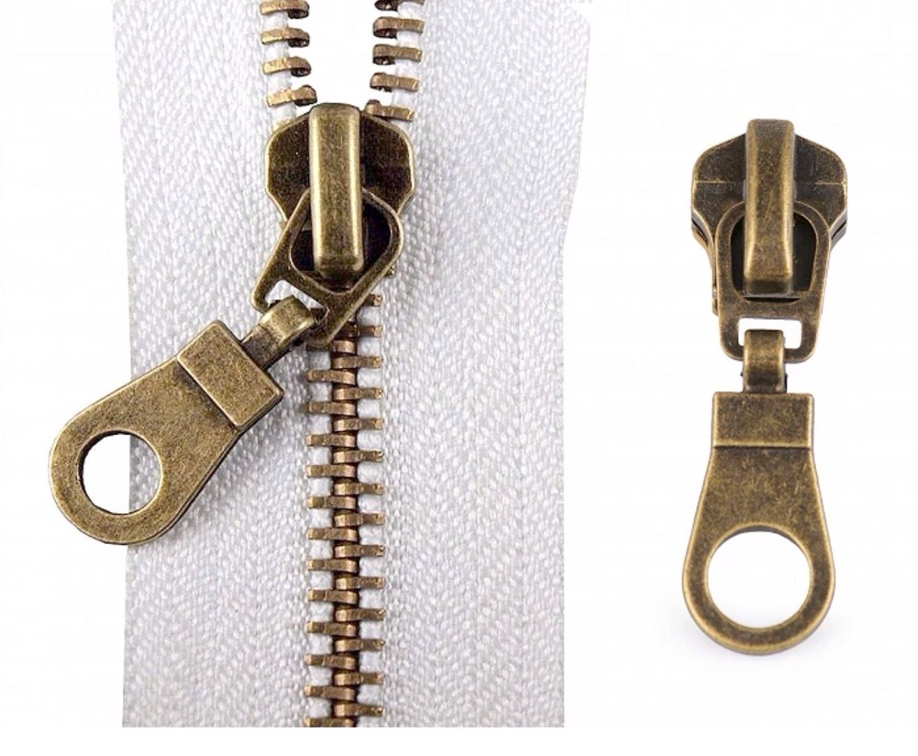 Sliders For Metal 5mm Zip- Antique Brass Sliders For Metal 5mm Zip- Antique Brass