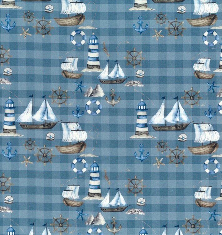Cotton Poplin- Nautical