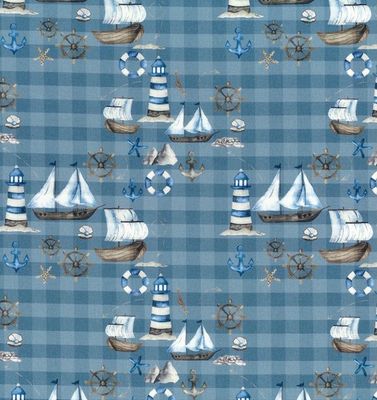 Cotton Poplin- Nautical