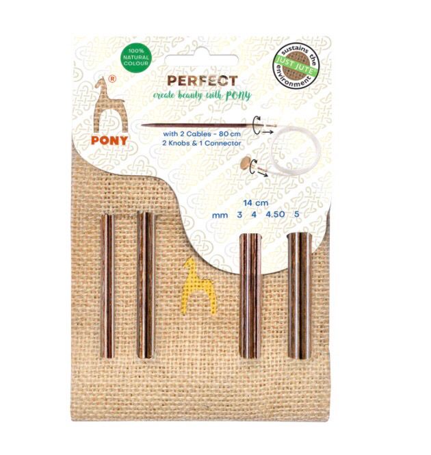 Knitting Pins: Circular: Interchangeable: Perfect: 4 Pairs: Jute Case: 14cm x Assorted