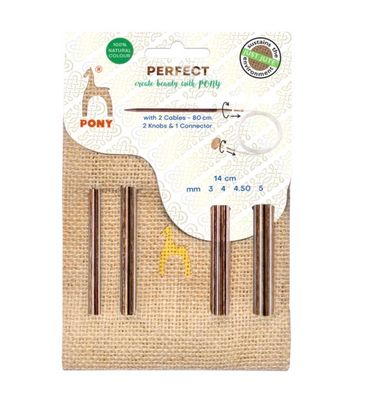 Knitting Pins: Circular: Interchangeable: Perfect: 4 Pairs: Jute Case: 14cm x Assorted