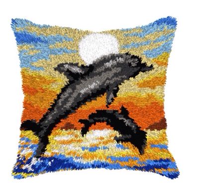 Latch Hook Kit: Cushion: Dolphins