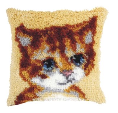 Latch Hook Kit: Cushion: Small: Cat