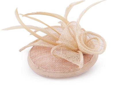 Mini Hat / Fascinator, Flower with Feathers- Light beige Mini Hat / Fascinator, Flower with Feathers- Light beige