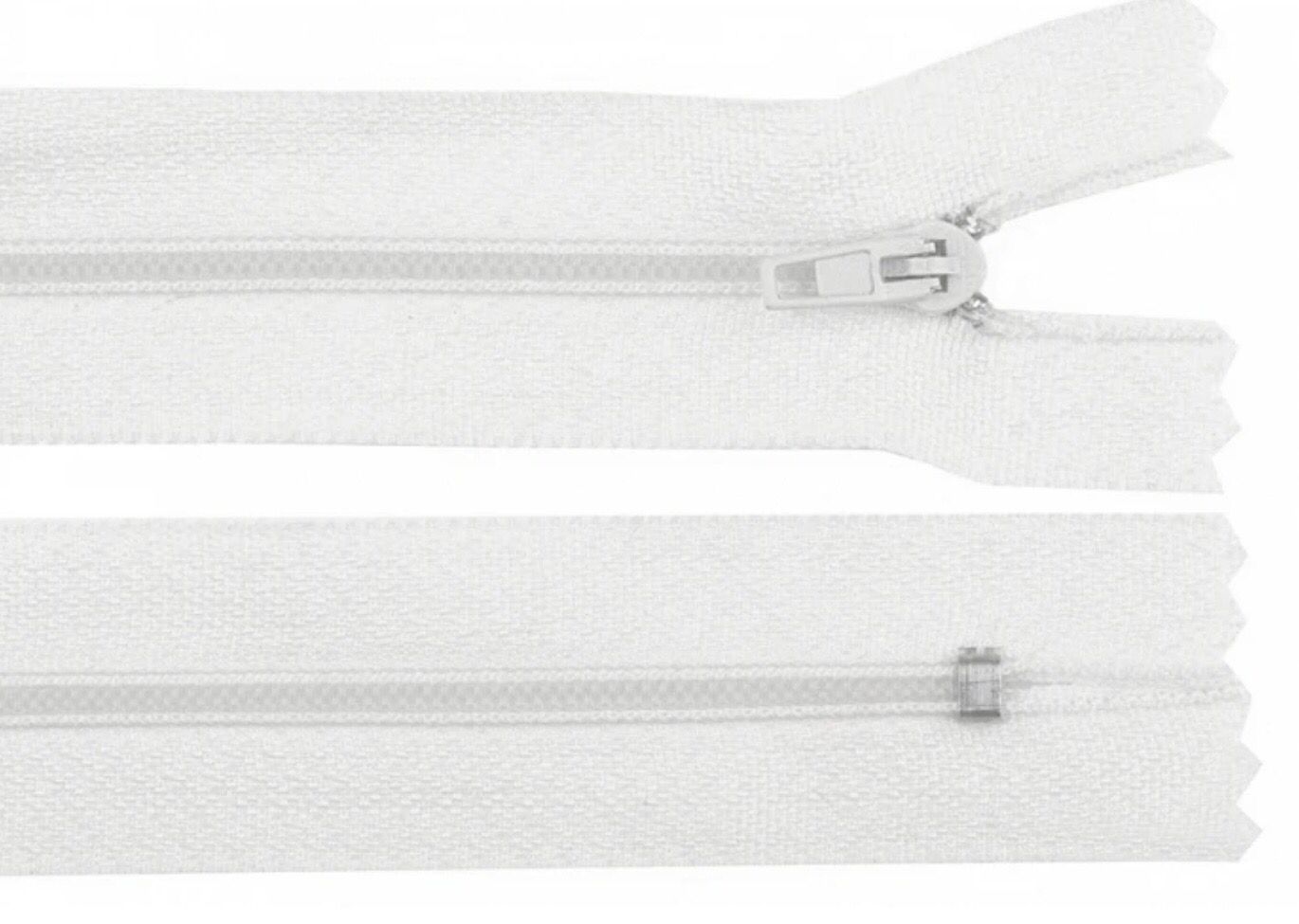 Nylon Zipper, No 3, length 50 cm pinlock- White