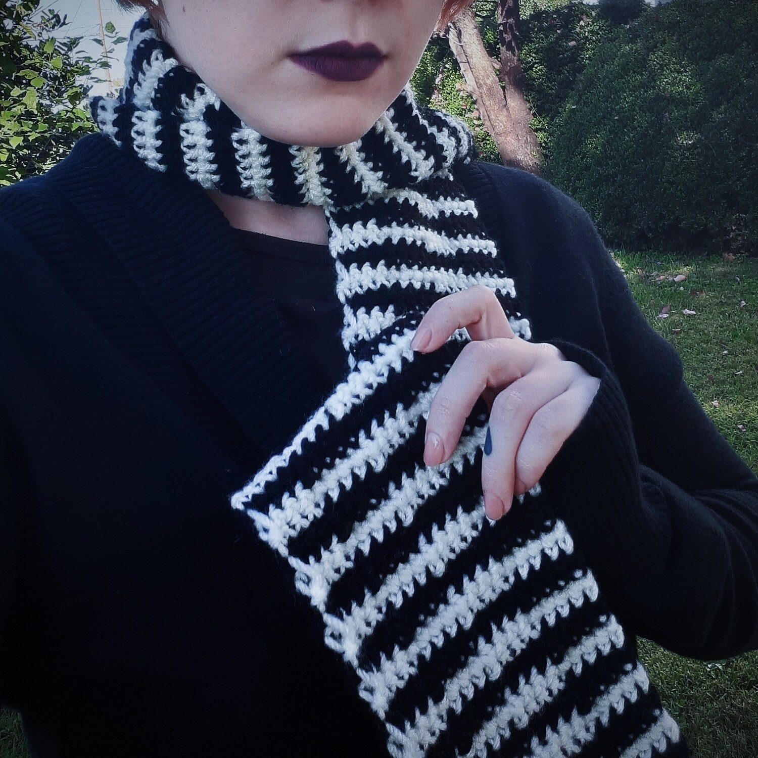 Skeleton King - Black and White Textured Scarf