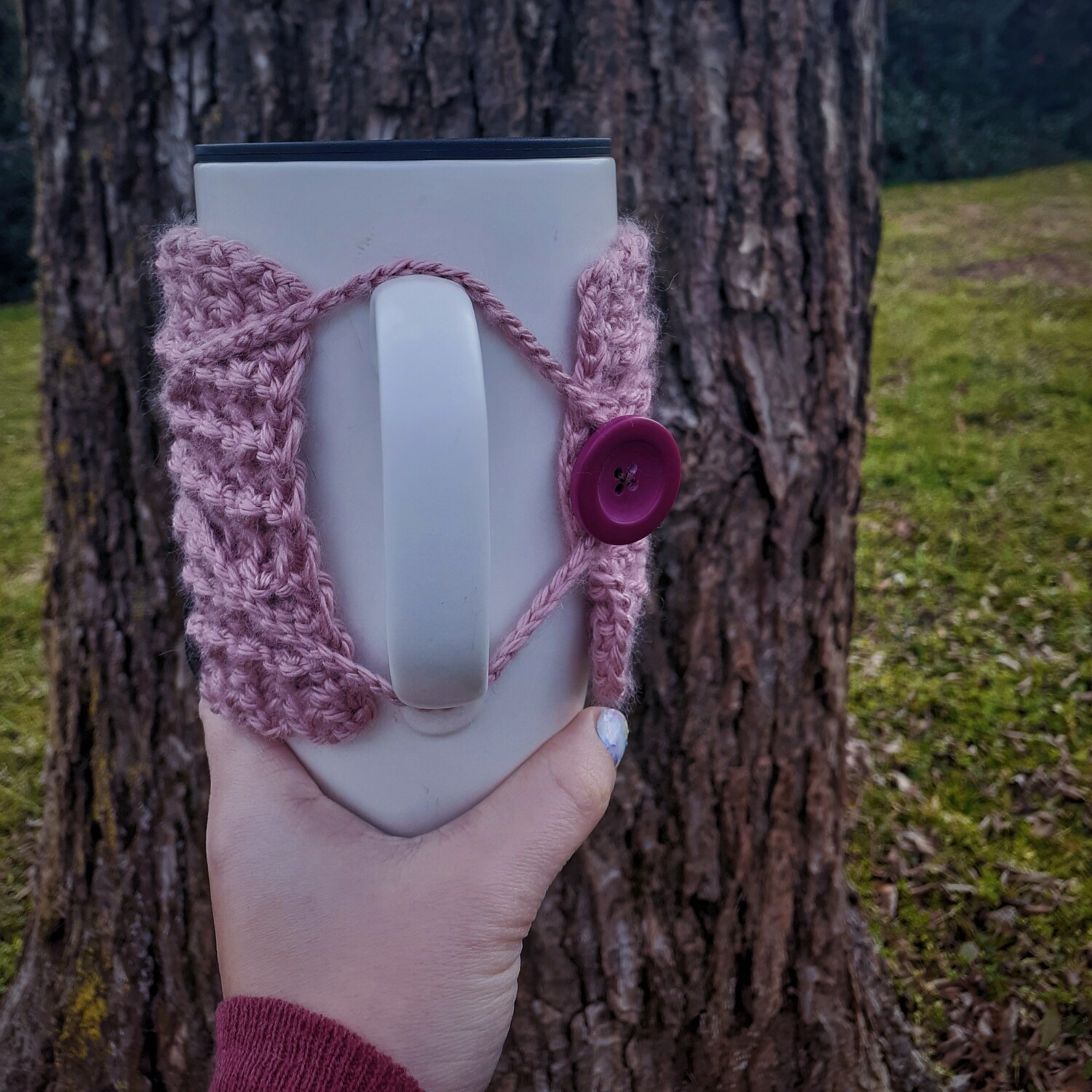 Cabled Cozy - Made to Order - Handled Mug Cozy with Button