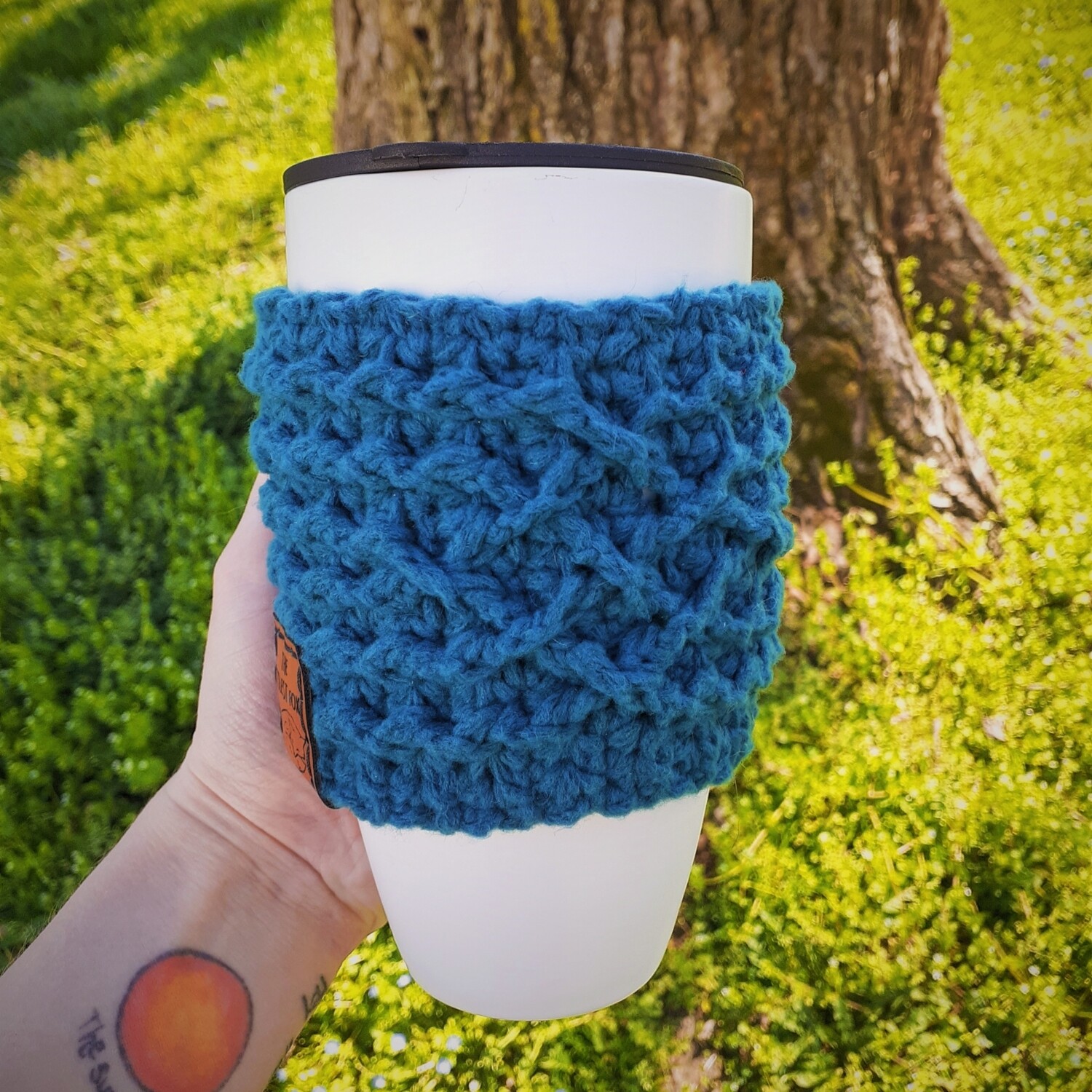 Cabled Cozy - Made to Order - Handled Mug Cozy with Button