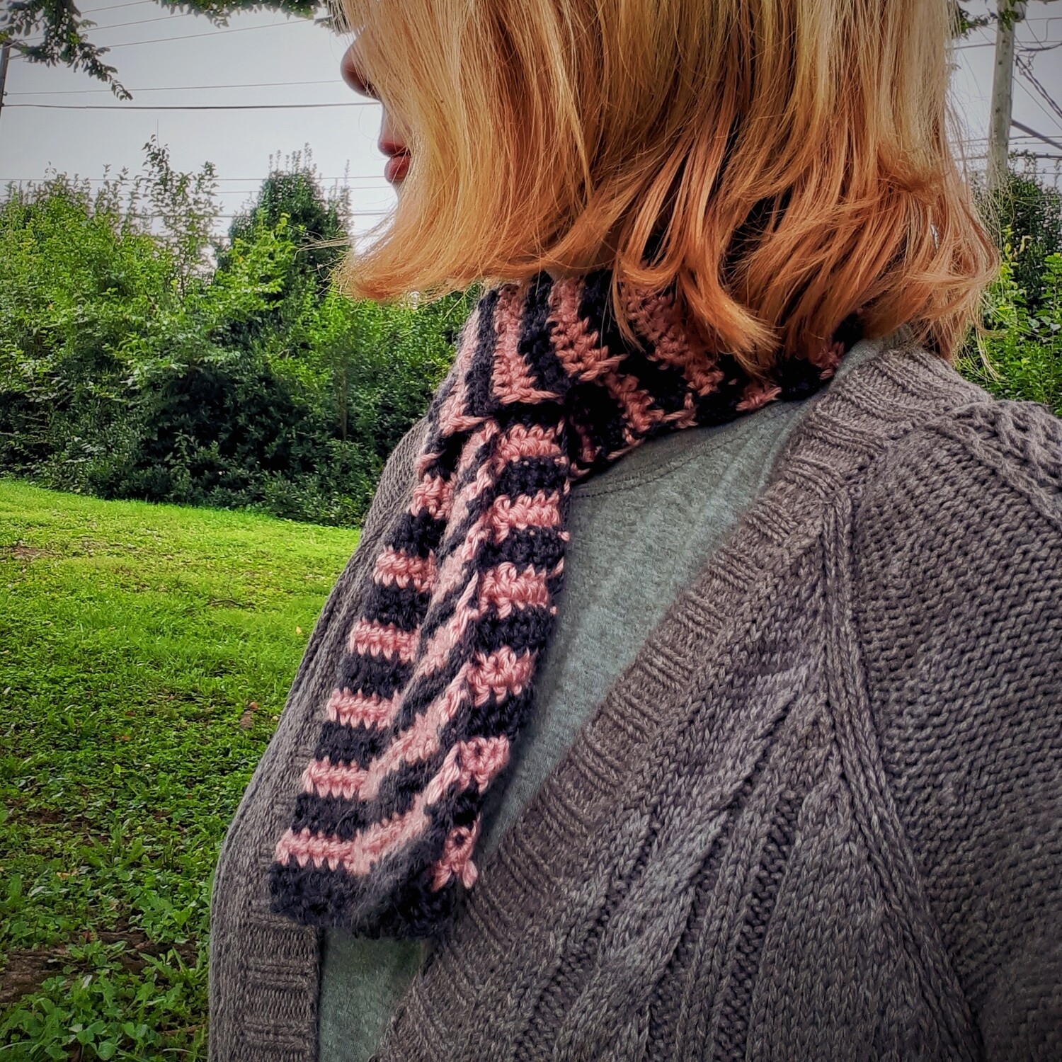 Patchwork Queen - Mauve and Charcoal Textured Scarf