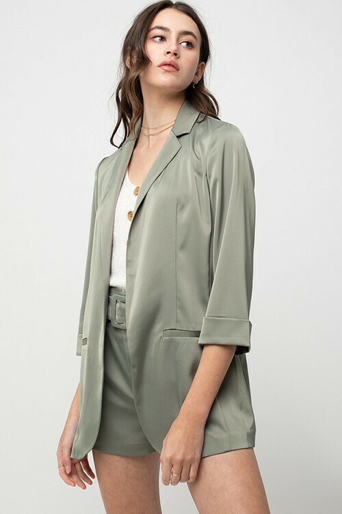 Olive Satin blazer