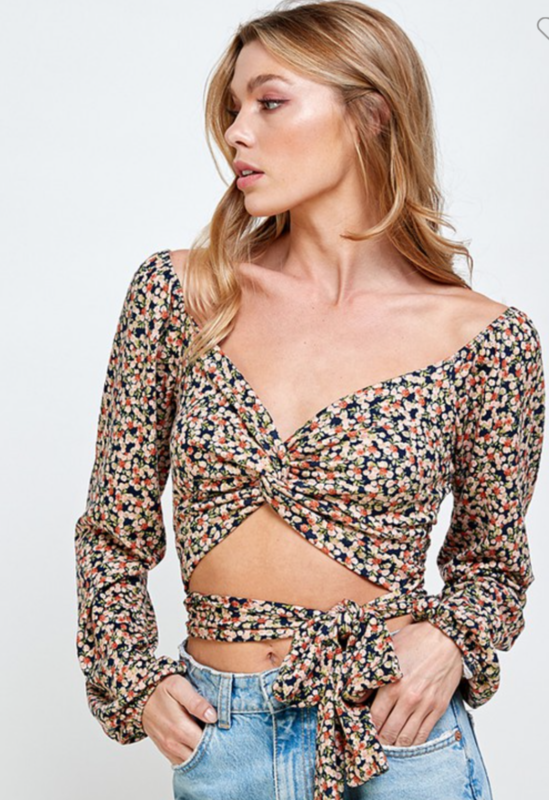 Floral Wrap Around Crop top