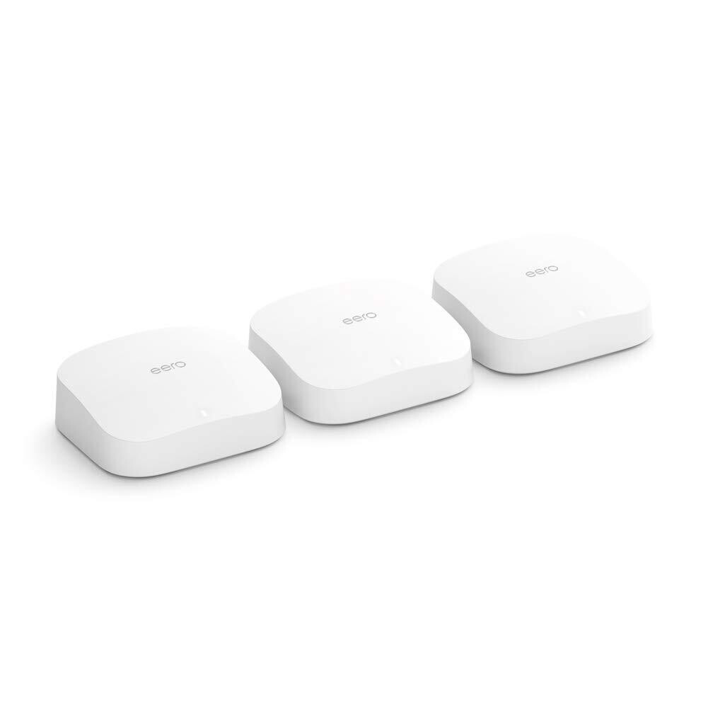 Amazon eero Pro 6 mesh Wi-Fi 6 system | Fast and reliable gigabit speeds | connect 75+ devices | Coverage up to 6,000 sq. ft. | 3-pack