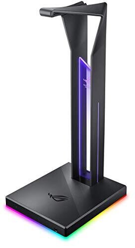 ASUS ROG Throne Qi Gaming Headset Stand - Wireless Charging | 2 USB Ports &amp; Aux Input | Arc Design for Stable &amp; Secure Storage | Built-In DAC &amp; Amplifier for Immersive Audio | Aura Sync RGB Lighting