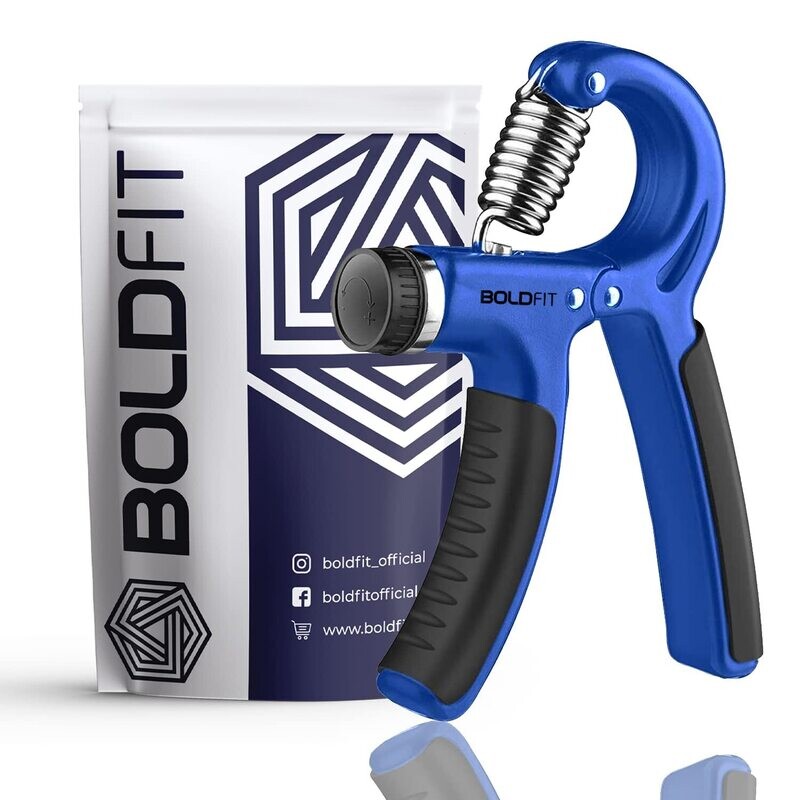 Boldfit Adjustable Hand Grip Strengthener, Hand Gripper for Men &amp; Women for Gym Workout Hand Exercise Equipment to Use in Home for Forearm Exercise, Finger Exercise Power Gripper (40 Kg) Blue