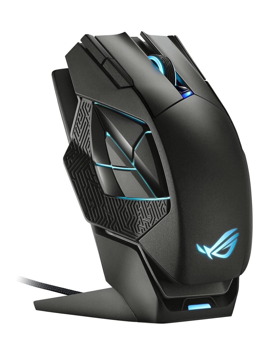 ASUS ROG Spatha X Wireless Gaming Mouse (Magnetic Charging Stand, 12 Programmable Buttons, 19,000 DPI, Push-fit Hot Swap Switch Sockets, ROG Micro Switches&amp;Paracord and Aura RGB lighting),Black
