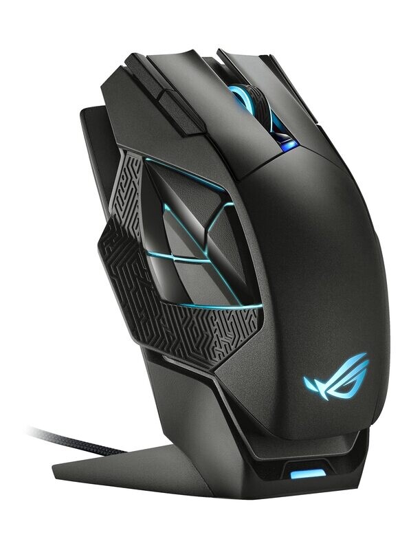 ASUS ROG Spatha X Wireless Gaming Mouse (Magnetic Charging Stand, 12 Programmable Buttons, 19,000 DPI, Push-fit Hot Swap Switch Sockets, ROG Micro Switches&amp;Paracord and Aura RGB lighting),Black