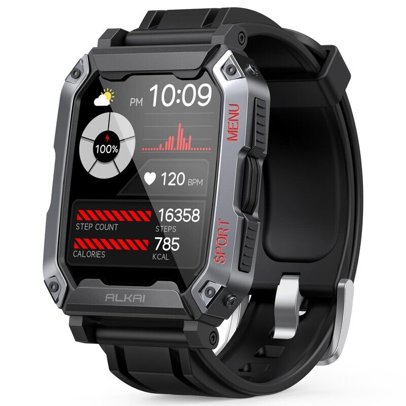 ALKAI Smart Watch Rugged and Military with 5ATM Waterproof Bluetooth Call(Answer/Dial Calls) AI Assistant, Long-Lasting Battery Life, Multiple Sports Tracking, Health Monitoring, 2.02&#39;&#39; HD Display