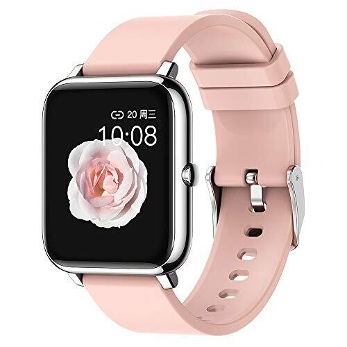 HANDA Smart Watch for Men Women, Sport Fitness Tracker Smartwatch with Heart Rate Blood Pressure Sleep Monitor Pedometer Bluetooth IP67 Waterproof Activity Tracker for Android iOS (Pink)