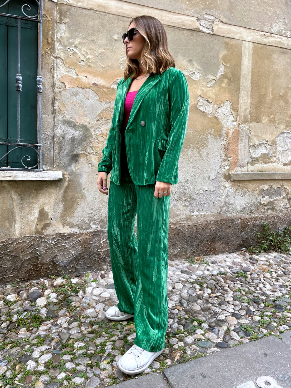 Giacca velluto green