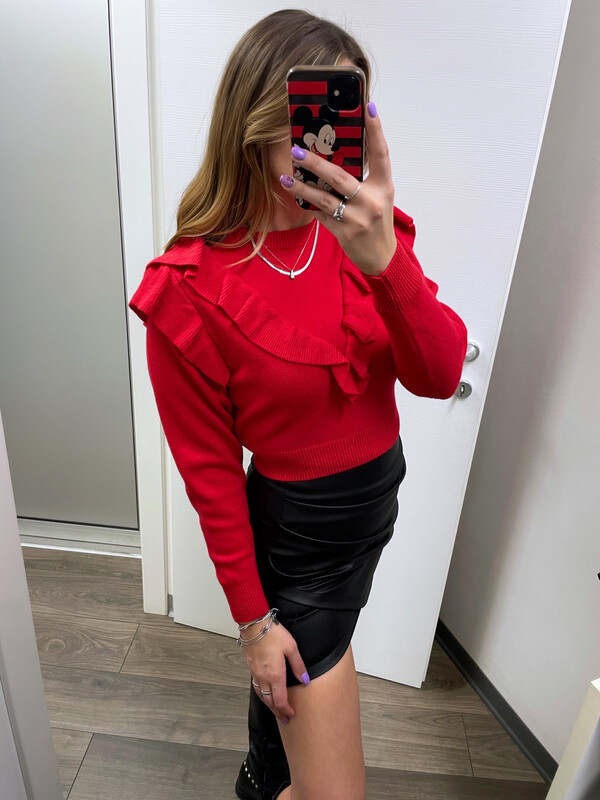 Pullover volant rosso
