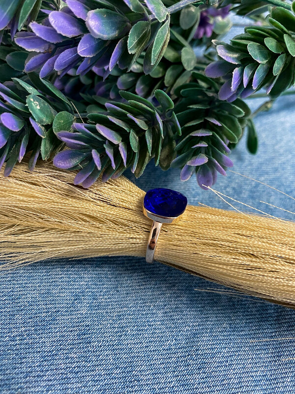 Anello pietra blu regolabile