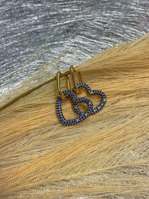Orecchini legame cuore blu