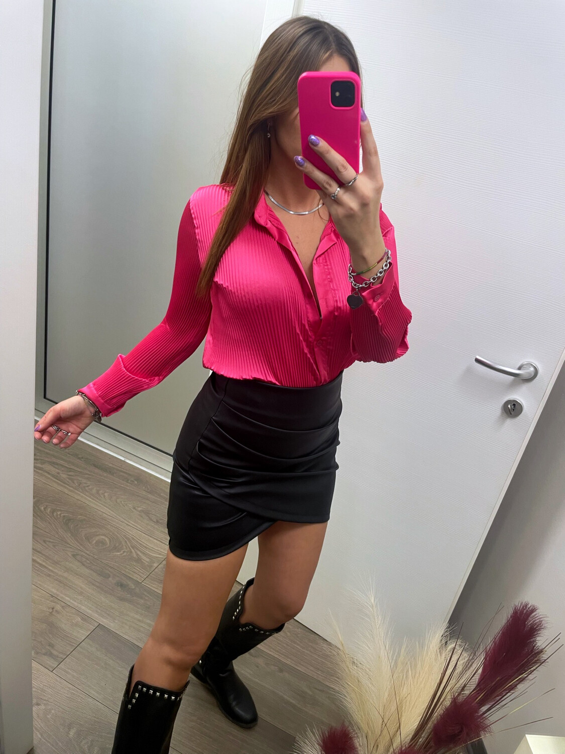 Camicia plissé fucsia