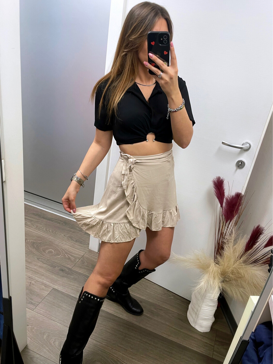 Gonna portafoglio beige