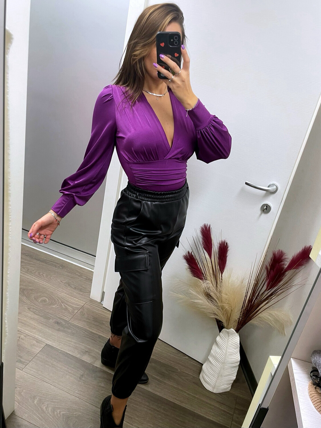 Pantalone nero ecopelle