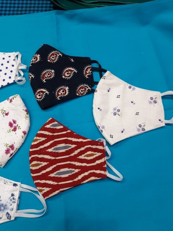 Two Layered washable Cotton Printed Mask - Pack of 3