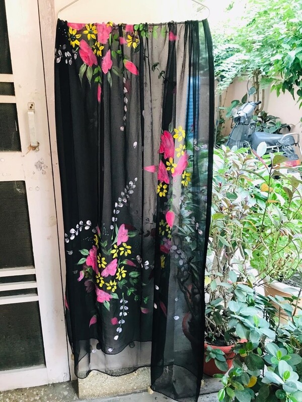 Hand painted Dupatta - Black