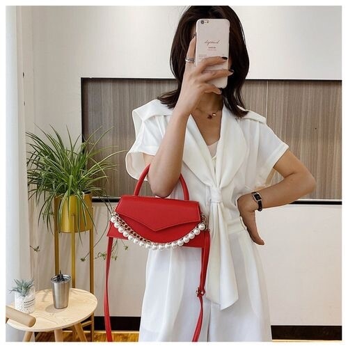 Red Pearl Shoulder Handbag 🥵