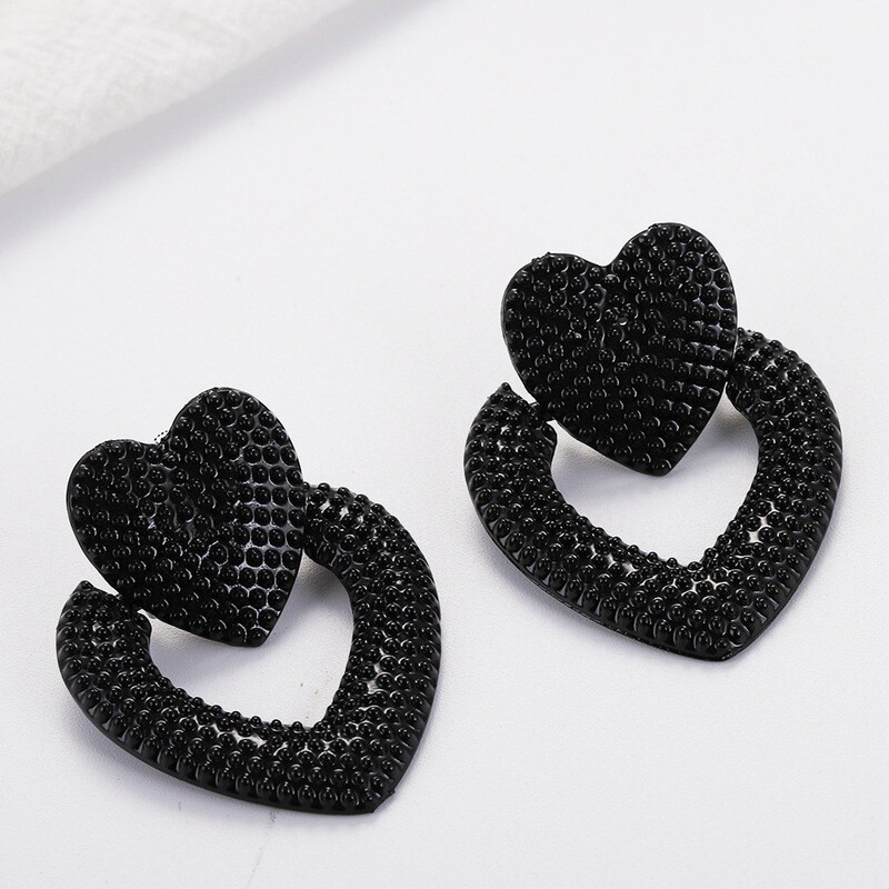 Cross My Heart Earrings - Black