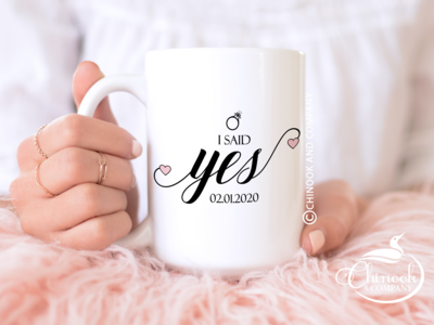 I said yes, engagement mug