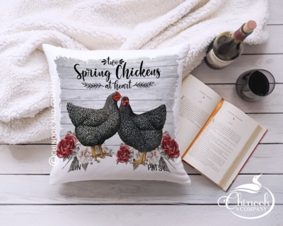 Two Spring Chickens At Heart Sisters/Best Friends Personalized Pillow